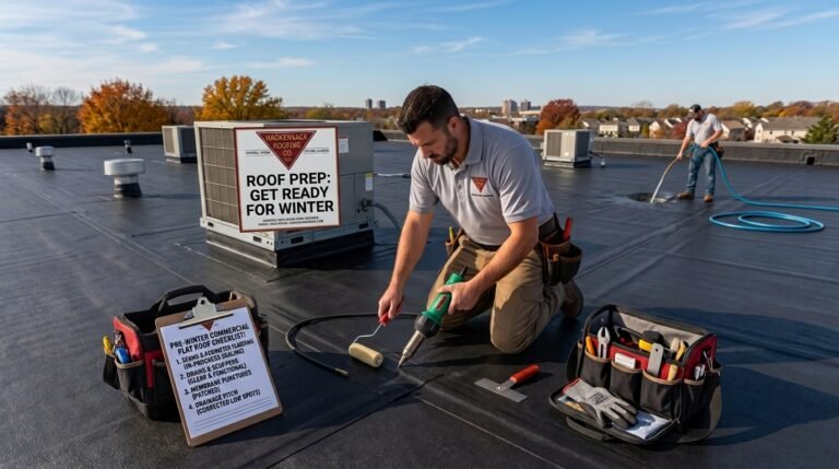 Winter prep on commercial roof
